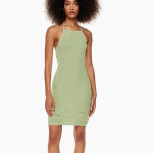 NWT! ARTIZIA, Wilfred, Sunset Halter Dress Crochet- Pastel Sage Green